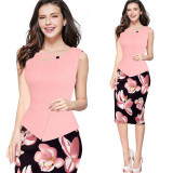 Fantaist Women Summer Sleeveless Button Flare Floral Print Elegant Business Party Formal Work Office Peplum Bodycon Pencil Dress Fantaist Women Summer Sleeveless Button Flare Floral Print Elegant Business Party Formal Work Office Peplum Bodycon Pencil Dress