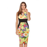 Fantaist 2017 Summer Dress Women Costume Vestidos Mujer Vintage Elegant Floral Print Patchwork Sexy Wedding Work Sheath Dress