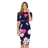 Fantaist 2017 Summer Dress Women Costume Vestidos Mujer Vintage Elegant Floral Print Patchwork Sexy Wedding Work Sheath Dress