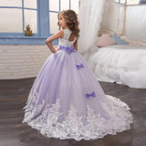 2017 Flower Girl Dresses Elegant Pageant Dresses Appliques Beaded Ball Gown First Communion Dresses for Girl Kids Evening Gown
