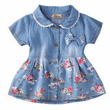 2017 Flower Girl Summer Princess Dress Kid Baby Party Wedding Pageant Denim Dresses Clothes