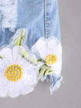 2017 Flower Embroidered Worn tassels splice women sexy femal shorts Summer High waist Beach jeans shorts denim shorts for women