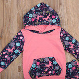 2017 Floral Newborn Toddler Kids Girls Long Sleeve Hooded Sweatshirt Tops+Pant Legging 2PCS Outfit Tracksuit Autumn Clothing Set