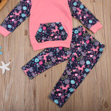 2017 Floral Newborn Toddler Kids Girls Long Sleeve Hooded Sweatshirt Tops+Pant Legging 2PCS Outfit Tracksuit Autumn Clothing Set
