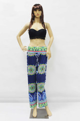 2017 Floral Casual Wide Leg Long Harem Pants High Waist Loose Elastic Waist Palazzo Trousers Plus Size New Beach Pants