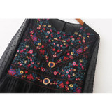2017 Floral Embroidery Women Blouses O-Neck Long Sleeve Black Shirts Plus Size  Seersucker Chiffon Blouse BBWM16169
