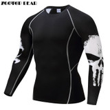 2017 Fitness MMA Compression Shirt Men Rashguard Male Long Sleeve T Shirt Crossfit Bodybuilding Men Skull Print 3D T Shirt Tops