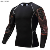 2017 Fitness MMA Compression Shirt Men Rashguard Male Long Sleeve T Shirt Crossfit Bodybuilding Men Skull Print 3D T Shirt Tops