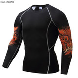 2017 Fitness MMA Compression Shirt Men Rashguard Male Long Sleeve T Shirt Crossfit Bodybuilding Men Skull Print 3D T Shirt Tops