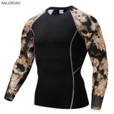 2017 Fitness MMA Compression Shirt Men Rashguard Male Long Sleeve T Shirt Crossfit Bodybuilding Men Skull Print 3D T Shirt Tops