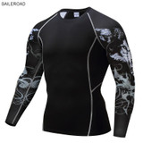 2017 Fitness MMA Compression Shirt Men Rashguard Male Long Sleeve T Shirt Crossfit Bodybuilding Men Skull Print 3D T Shirt Tops