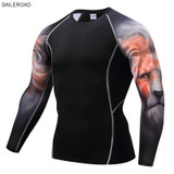 2017 Fitness MMA Compression Shirt Men Rashguard Male Long Sleeve T Shirt Crossfit Bodybuilding Men Skull Print 3D T Shirt Tops