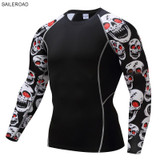 2017 Fitness MMA Compression Shirt Men Rashguard Male Long Sleeve T Shirt Crossfit Bodybuilding Men Skull Print 3D T Shirt Tops