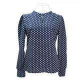 2017 Female Fashion Polka Dot Vintage Chiffon Ladies Blouse Tops Long Sleeve Black And White Women Shirt