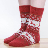 2017 Fashion Xmas Women Warm Soft Wool Christmas Snowflake Deer Long Thick Winter Socks Gift Hot Selling