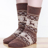 2017 Fashion Xmas Women Warm Soft Wool Christmas Snowflake Deer Long Thick Winter Socks Gift Hot Selling
