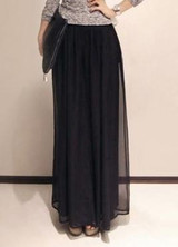 2017 Fashion Women's Summer elastic High waist Chiffon Loose Casual Bohemia Skirt Pants Capris Wide Leg Long Trousers