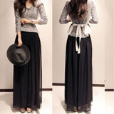 2017 Fashion Women's Summer elastic High waist Chiffon Loose Casual Bohemia Skirt Pants Capris Wide Leg Long Trousers
