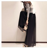 2017 Fashion Women's Summer elastic High waist Chiffon Loose Casual Bohemia Skirt Pants Capris Wide Leg Long Trousers