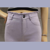 2017 Fashion Women's Slim Hole Jeans Female Embroidery Washed Denim Jeans High Stretch Candy Color Casual Pencil Pants  Feminino