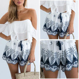 2017 Fashion Women Summer Soft Shorts Hot Sale High Waist Elastic Waist Loose Embroidery Short Casual Ladies Party Shorts