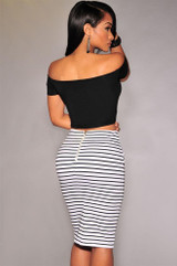 2017 Fashion Women skirt Stripe High Waist Pencil Skirt Lace Zipper Midi Plus Size White And Black Sexy Bodycon Skirt For Women