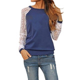 2017 Fashion Women Long Sleeve Lace Patchwork Blouses Casual Tunic Shirts Jumper Tops Blusas Femininas Camisas Mujer Plus Size