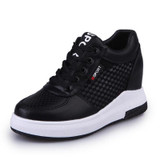 2017 Fashion Women Leather White Shoes Platform Lace Up Shoes Woman High Increasing Casual Flats Shoes For Lady Spring Autumn