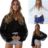 2017 Fashion Women Ladies Lantern Long Sleeve Loose Blouse Summer V Neck Casual Shirt 2017 Fashion Women Ladies Lantern Long Sleeve Loose Blouse Summer V Neck Casual Shirt