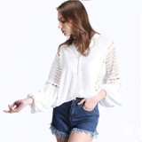 2017 Fashion Women Ladies Lantern Long Sleeve Loose Blouse Summer V Neck Casual Shirt 2017 Fashion Women Ladies Lantern Long Sleeve Loose Blouse Summer V Neck Casual Shirt