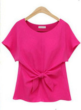 2017 fashion women kimono Bowknot blouses O-neck short sleeve shirts chiffon casual vintage tops plus size 4XL blusas blouse new