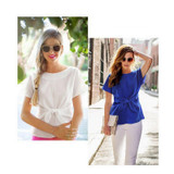2017 fashion women kimono Bowknot blouses O-neck short sleeve shirts chiffon casual vintage tops plus size 4XL blusas blouse new