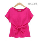 2017 fashion women kimono Bowknot blouses O-neck short sleeve shirts chiffon casual vintage tops plus size 4XL blusas blouse new