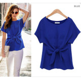 2017 fashion women kimono Bowknot blouses O-neck short sleeve shirts chiffon casual vintage tops plus size 4XL blusas blouse new