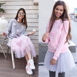 2017 Fashion Women Girls Long Sleeve Flowers Hoodies Tops Casual Warm Loose Autumn Women Hoodies
