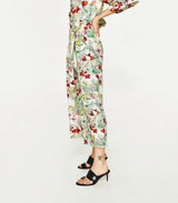 2017 Fashion Women Floral  Pant Retro Vintage Wide Leg Pants Summer Causal Trousers with Bow Belt PT156