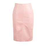 2017 Fashion Women Faux Pu Leather Skirt Summer High Waist Party Office Pencil Skirts Womens Bodycon Midi Skirt Saias Femininas