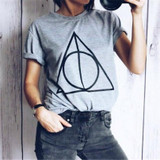 2017 Fashion Women clothing BANVTX37 T shirts Print Tee Triangle circle Geometric 3 Color T-shirt Female tops