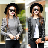 2017 Fashion Winter Autumn Women Faux Soft Leather Jacket Long Sleeve Zippers Motorcycle Coat Black Gray PU Jackets CS616