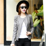 2017 Fashion Winter Autumn Women Faux Soft Leather Jacket Long Sleeve Zippers Motorcycle Coat Black Gray PU Jackets CS616