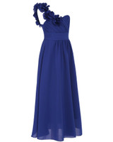 2017 Fashion Wedding Bridesmaid Dresses Girls Flower One Shoulder Chiffon Padded Long Bridesmaid Princess Party Dresses