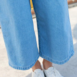 2017 fashion vintage blue denim wide leg pants women casual loose Ankle-Length trouser jeans harajuku elastic waist denim pants