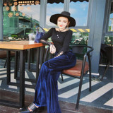 2017 Fashion Velvet High Waist Wide Leg Pants Women Autumn Winter New Trousers Clothing Velour Baggy Loose Long Full Length New