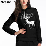 Messic Autumn Winter Deer Print Hooded Sweatshirt Women 2017 Casual Loose Fleece Sweat Femme Pullover Christmas Hoodies Ladies