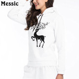 Messic Autumn Winter Deer Print Hooded Sweatshirt Women 2017 Casual Loose Fleece Sweat Femme Pullover Christmas Hoodies Ladies