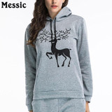 Messic Autumn Winter Deer Print Hooded Sweatshirt Women 2017 Casual Loose Fleece Sweat Femme Pullover Christmas Hoodies Ladies