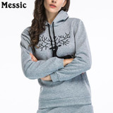 Messic Autumn Winter Deer Print Hooded Sweatshirt Women 2017 Casual Loose Fleece Sweat Femme Pullover Christmas Hoodies Ladies