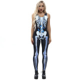 Sexy halloween fantastic scary costume women catsuit jumpsuit cosplay skeleton rose print Sexy halloween fantastic scary costume women catsuit jumpsuit cosplay skeleton rose print