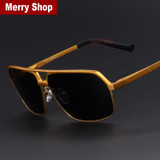MERRYSTORE Men Brand Ultralight Gold Frame Polar Sunglasses Fashion Driving Polarized Glasses Aluminum Alloy Sunglasses
