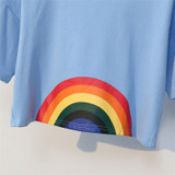 Merry Pretty Summer New Fashion Harajuku Women T-shirt Kawaii Rainbow Print Crop tops Tees Cute Cotton Top Short Sleeve T-Shirts